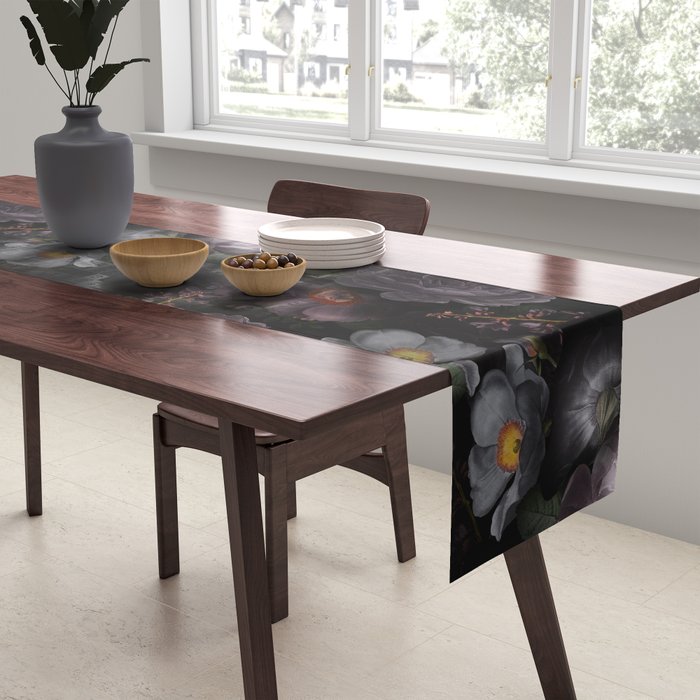 Mystic Moon Night Roses Botanical Flower Garden Table Runner Gallery Image 2