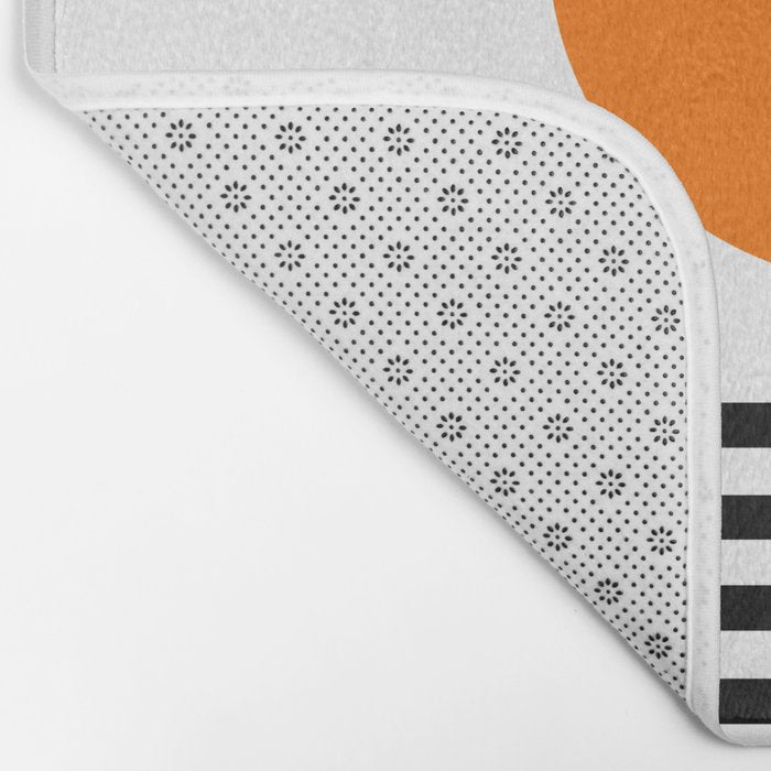 Orange Zen Sunset Minimalist Art Black Stripes Simple Art Bath Mat Gallery Image 2