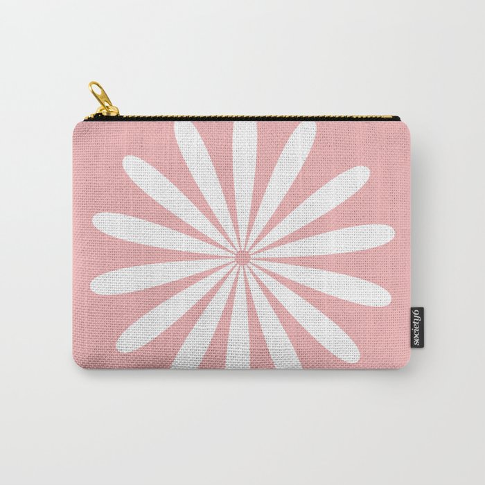 Big Daisy Retro Minimalism in Pink and White Carry All Pouch Gallery Image 1