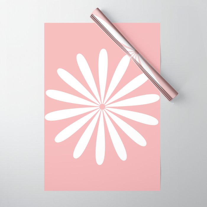 Big Daisy Retro Minimalism in Pink and White Wrapping Paper Gallery Image 1