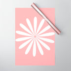 Big Daisy Retro Minimalism in Pink and White Wrapping Paper Gallery Image 1