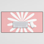 Big Daisy Retro Minimalism in Pink and White Desk Mat Gallery Image 1