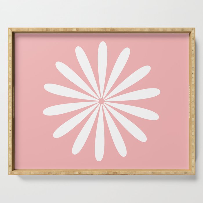 Big Daisy Retro Minimalism in Pink and White Serving Tray Gallery Image 1