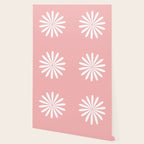 Big Daisy Retro Minimalism in Pink and White Wallpaper Gallery Image 2