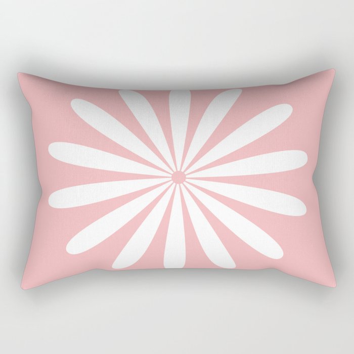 Big Daisy Retro Minimalism in Pink and White Rectangular Pillow Gallery Image 2