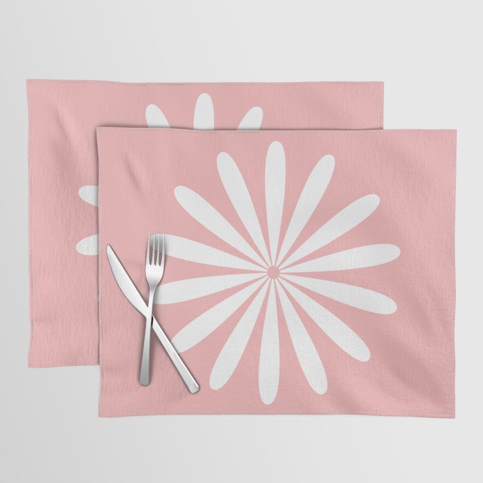 Big Daisy Retro Minimalism in Pink and White Placemat Gallery Image 1