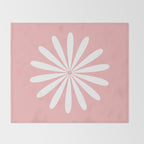Big Daisy Retro Minimalism in Pink and White Throw Blanket Gallery Image 2