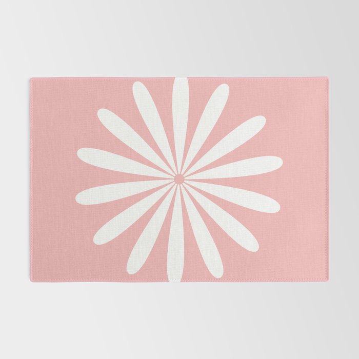 Big Daisy Retro Minimalism in Pink and White Rug Gallery Image 2