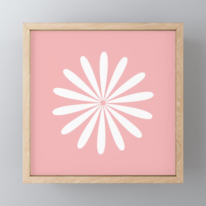 Big Daisy Retro Minimalism in Pink and White Mini Art Print Gallery Image 1