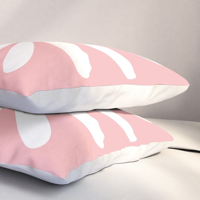 Big Daisy Retro Minimalism in Pink and White Pillow Sham Gallery Image 3