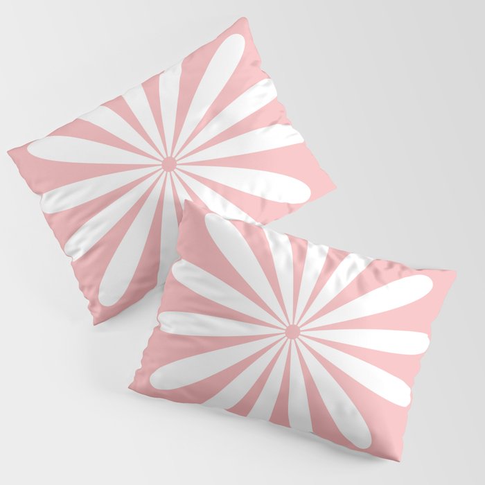 Big Daisy Retro Minimalism in Pink and White Pillow Sham Gallery Image 3