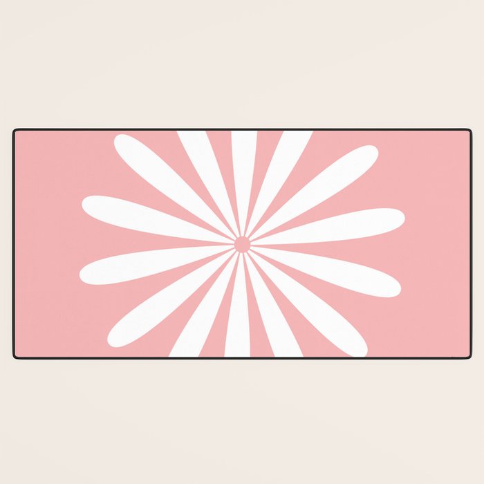 Big Daisy Retro Minimalism in Pink and White Desk Mat Gallery Image 3
