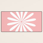 Big Daisy Retro Minimalism in Pink and White Desk Mat Gallery Image 3