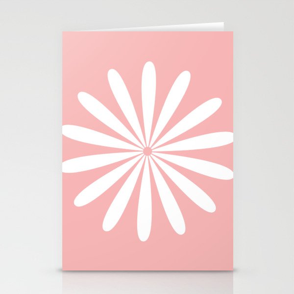 Big Daisy Retro Minimalism in Pink and White Stationery Card Gallery Image 2