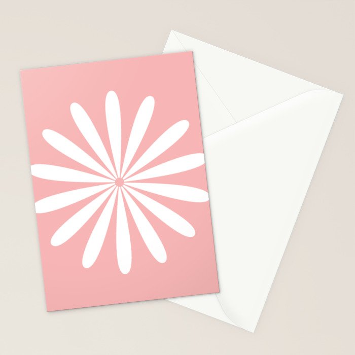 Big Daisy Retro Minimalism in Pink and White Stationery Card Gallery Image 2