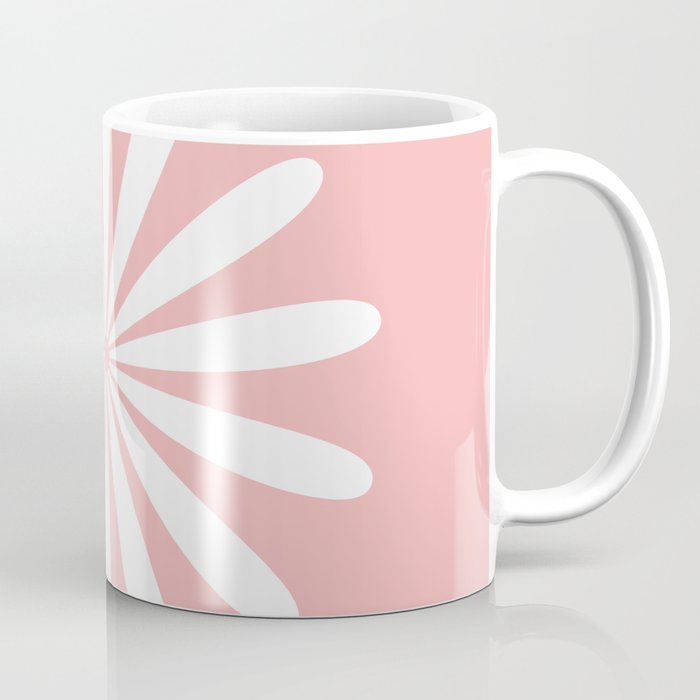 Big Daisy Retro Minimalism in Pink and White Coffee Mug Gallery Image 1
