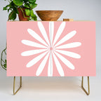 Big Daisy Retro Minimalism in Pink and White Credenza Gallery Image 1