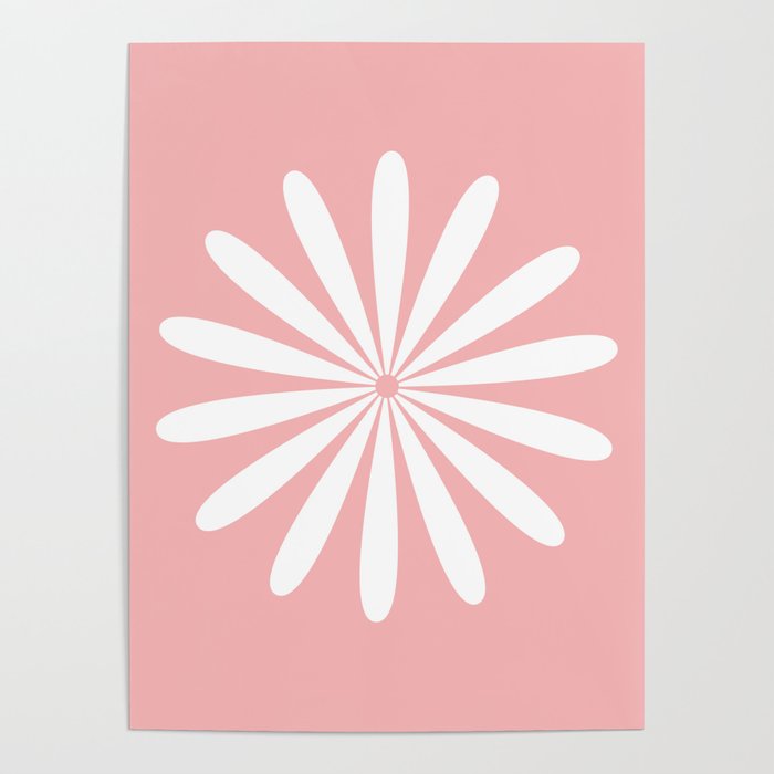 Big Daisy Retro Minimalism in Pink and White Poster Gallery Image 4