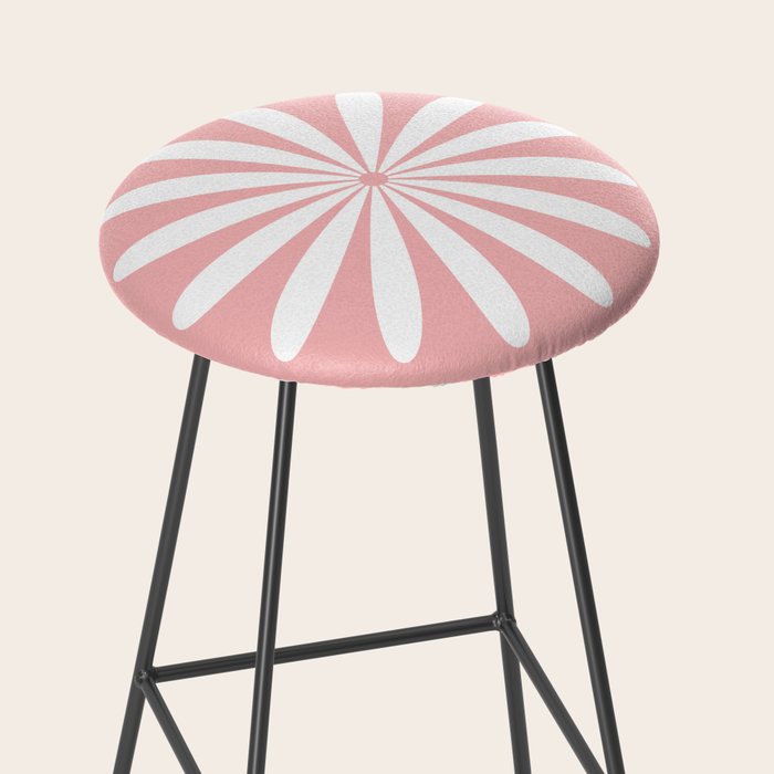 Big Daisy Retro Minimalism in Pink and White Stool Gallery Image 2