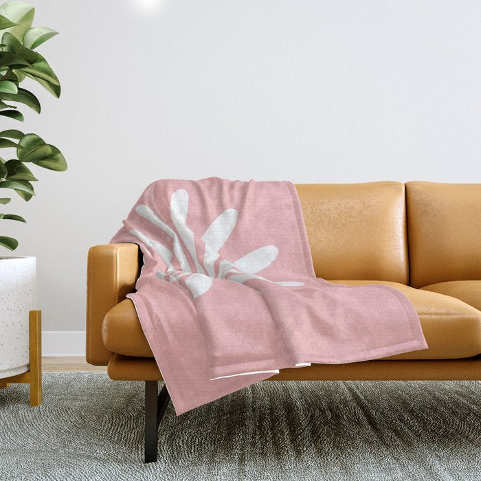 Big Daisy Retro Minimalism in Pink and White Throw Blanket Gallery Image 1