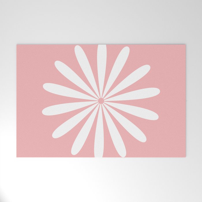 Big Daisy Retro Minimalism in Pink and White Welcome Mat Gallery Image 1