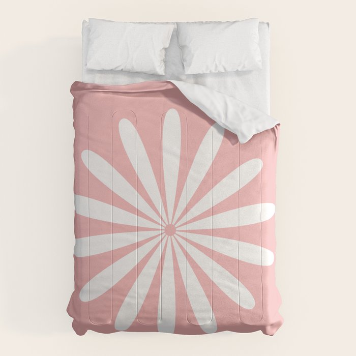 Big Daisy Retro Minimalism in Pink and White Comforter Gallery Image 1