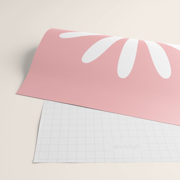Big Daisy Retro Minimalism in Pink and White Wrapping Paper Gallery Image 2