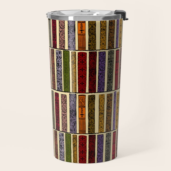 Whimsigothic Dark Academia Vintage Ornate Antique Books on Bookshelves Travel Mug Gallery Image 2