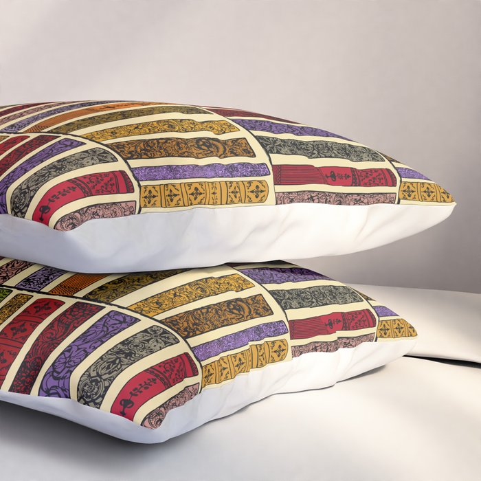 Whimsigothic Dark Academia Vintage Ornate Antique Books on Bookshelves Pillow Sham Gallery Image 3