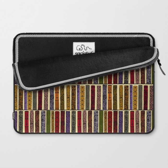 Whimsigothic Dark Academia Vintage Ornate Antique Books on Bookshelves Laptop Sleeve Gallery Image 2