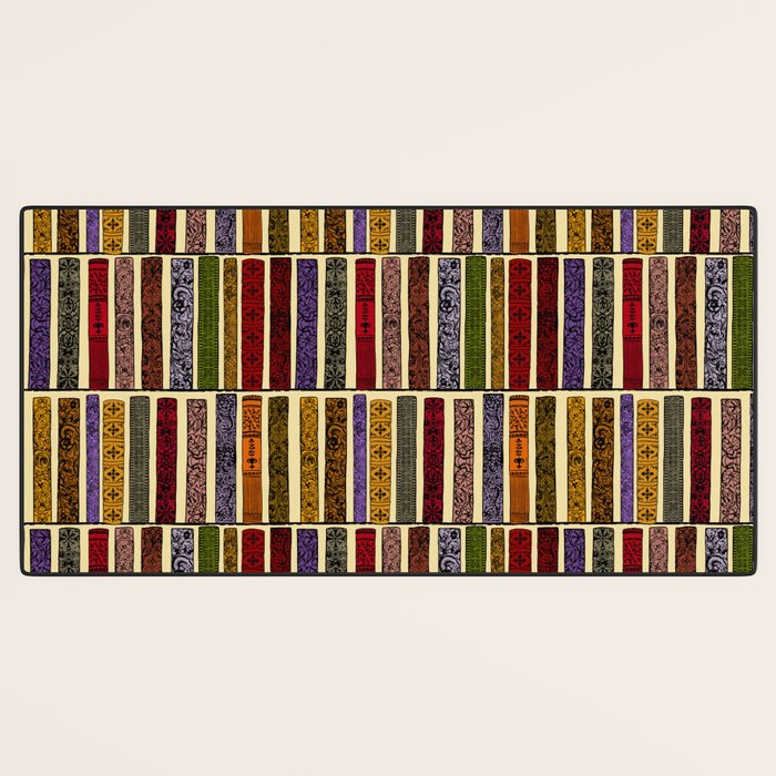 Whimsigothic Dark Academia Vintage Ornate Antique Books on Bookshelves Desk Mat Gallery Image 3