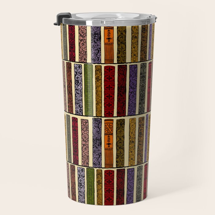 Whimsigothic Dark Academia Vintage Ornate Antique Books on Bookshelves Travel Mug Gallery Image 3