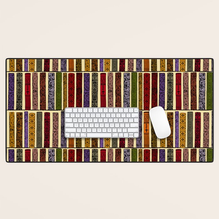 Whimsigothic Dark Academia Vintage Ornate Antique Books on Bookshelves Desk Mat Gallery Image 1