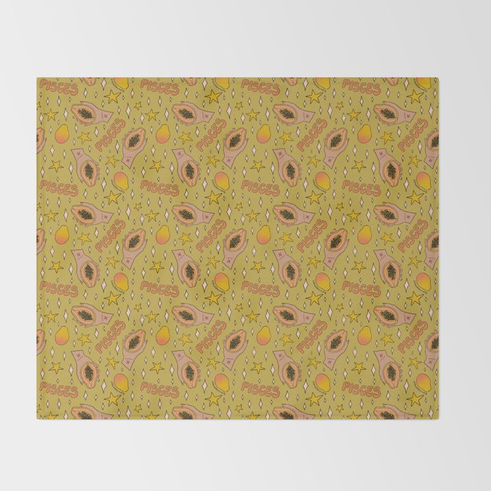 Pisces Papaya Print Throw Blanket Gallery Image 2