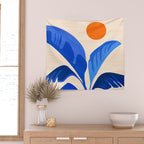Indigo Tropics - Modern Coastal Design Wall Tapestry Gallery Image 2