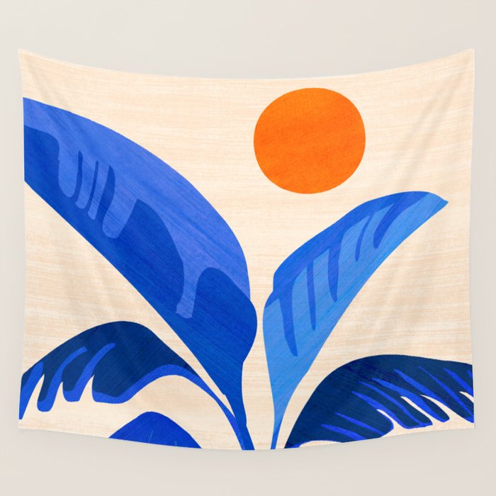 Indigo Tropics - Modern Coastal Design Wall Tapestry Gallery Image 4