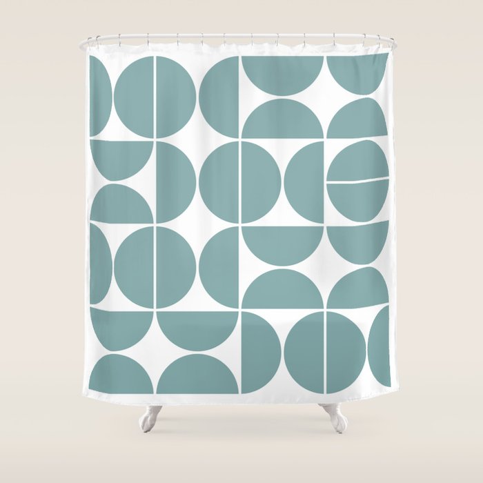 Mid Century Modern Geometric 04 Glass Blue Shower Curtain Gallery Image 1