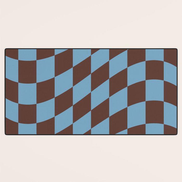 Wavy Seaside Blue x Chocolate Desk Mat Gallery Image 3
