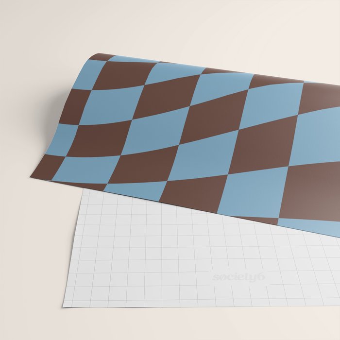 Wavy Seaside Blue x Chocolate Wrapping Paper Gallery Image 2