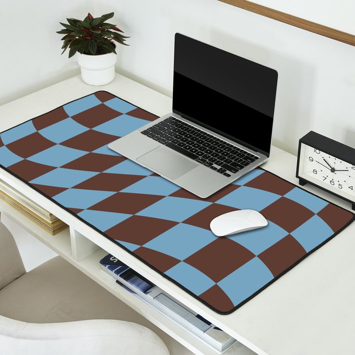 Wavy Seaside Blue x Chocolate Desk Mat Gallery Image 2
