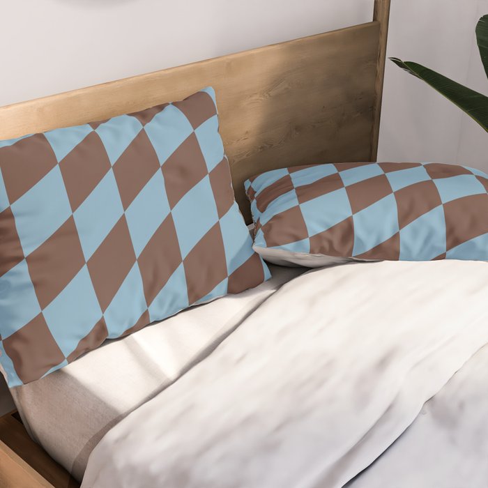 Wavy Seaside Blue x Chocolate Pillow Sham Gallery Image 2