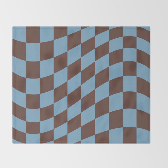 Wavy Seaside Blue x Chocolate Throw Blanket Gallery Image 2