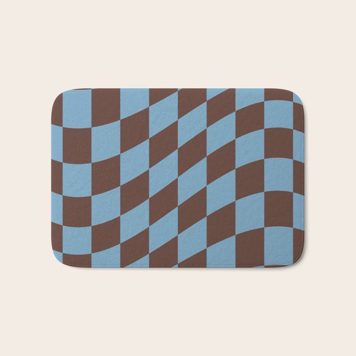 Wavy Seaside Blue x Chocolate Bath Mat Gallery Image 1