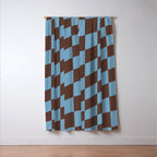 Wavy Seaside Blue x Chocolate Window Curtain Gallery Image 3