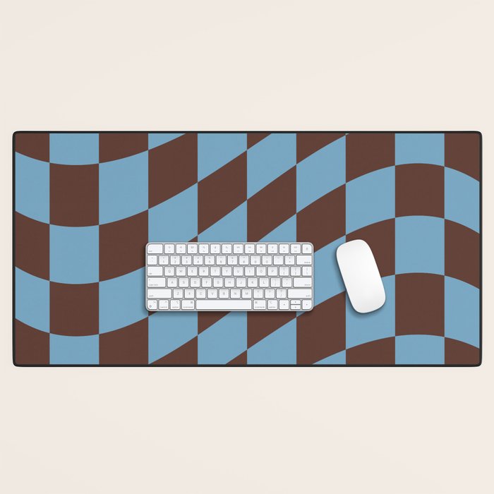 Wavy Seaside Blue x Chocolate Desk Mat Gallery Image 1