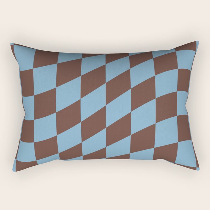 Wavy Seaside Blue x Chocolate Rectangular Pillow Gallery Image 1