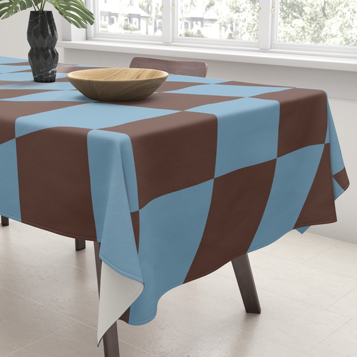 Wavy Seaside Blue x Chocolate Tablecloth Gallery Image 3