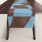 Wavy Seaside Blue x Chocolate Table Runner Gallery Image 1
