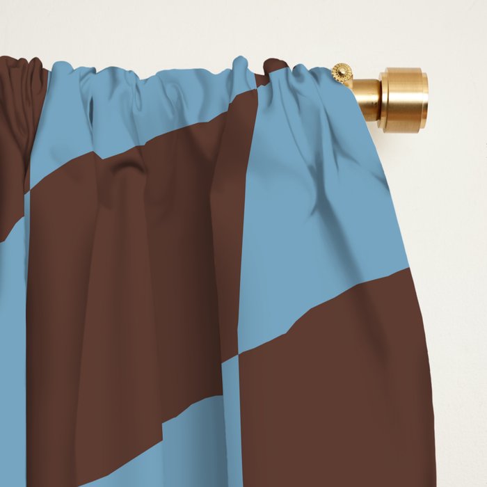 Wavy Seaside Blue x Chocolate Window Curtain Gallery Image 2