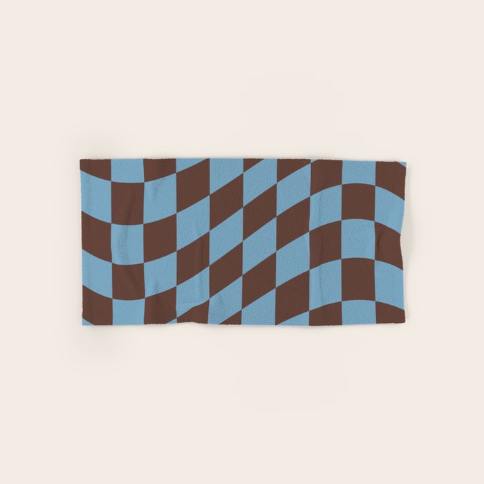 Wavy Seaside Blue x Chocolate Bath Towel Gallery Image 1